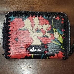 Sakroots Black and Pink Floral Wallet. Super Cute!!